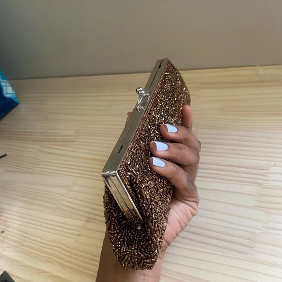 Elegant Brown Beaded Clutch - Picture 6 of 10
